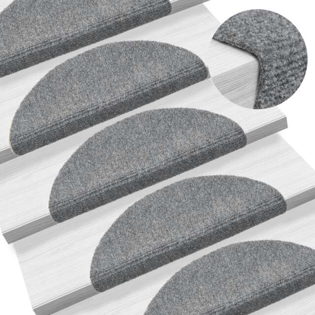 Rackhams 15 Self-adhesive Stair Mats Needle Punch 56x17x3 cm Light Grey