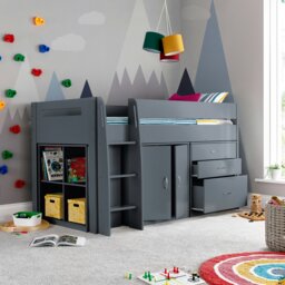 Rackhams Lacy Grey Storage Mid Sleeper Bed - Bed Only - thumbnail 1