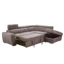 Rackhams Nevada Mushroom Suede Corner Sofa Bed Tilting Headrest + Storage Ottoman - Left Hand Facing + Footstool - thumbnail 3