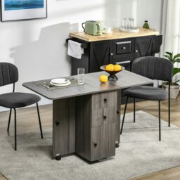 Rackhams Folding Dining Table, Drop Leaf Table With Storage Drawers - Oak and White - thumbnail 3