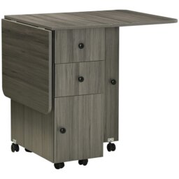 Rackhams Folding Dining Table, Drop Leaf Table With Storage Drawers - Oak and White - thumbnail 2