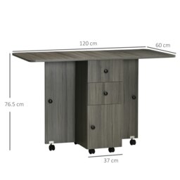 Rackhams Folding Dining Table, Drop Leaf Table With Storage Drawers - Oak and White - thumbnail 4