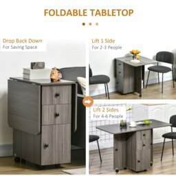 Rackhams Folding Dining Table, Drop Leaf Table With Storage Drawers - Oak and White - thumbnail 6