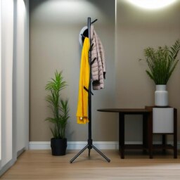 Rackhams Wooden Adjustable Coat Stand With 8 Hooks Black - thumbnail 3