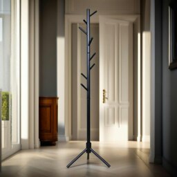 Rackhams Wooden Adjustable Coat Stand With 8 Hooks Black - thumbnail 4