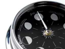 Rackhams Handmade Prestige Moon Phase Clock in Chrome with Jet Black Dial - thumbnail 4