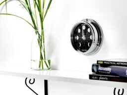 Rackhams Handmade Prestige Moon Phase Clock in Chrome with Jet Black Dial - thumbnail 1