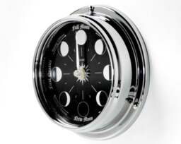 Rackhams Handmade Prestige Moon Phase Clock in Chrome with Jet Black Dial - thumbnail 2