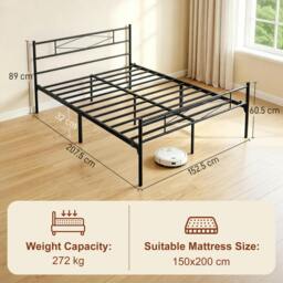 Rackhams 5ft King Bed Frame with Steel Slat Support, Noise-Free, Black - thumbnail 3