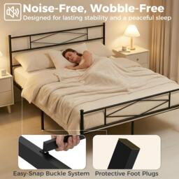 Rackhams 5ft King Bed Frame with Steel Slat Support, Noise-Free, Black - thumbnail 4