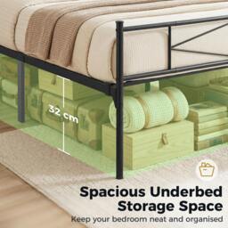 Rackhams 5ft King Bed Frame with Steel Slat Support, Noise-Free, Black - thumbnail 5