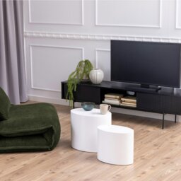 Rackhams Mice Oval Coffee Table in White Set of 2 - 1 - White - White