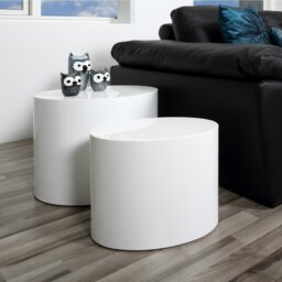 Rackhams Mice Oval Coffee Table in White Set of 2 - 1 - White - White - thumbnail 4