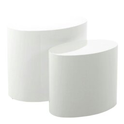 Rackhams Mice Oval Coffee Table in White Set of 2 - 1 - White - White - thumbnail 2
