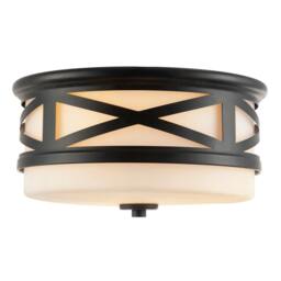 Rackhams Vintage Classic Bathroom Flush Ceiling Light Fitting in Matte Black - thumbnail 3