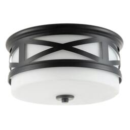 Rackhams Vintage Classic Bathroom Flush Ceiling Light Fitting in Matte Black - thumbnail 1