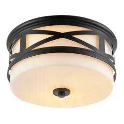 Rackhams Vintage Classic Bathroom Flush Ceiling Light Fitting in Matte Black - thumbnail 2