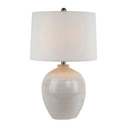 Rackhams Chevronne Ceramic Table Lamp (UK Plug) - White - One Size - White - 100% Mixed