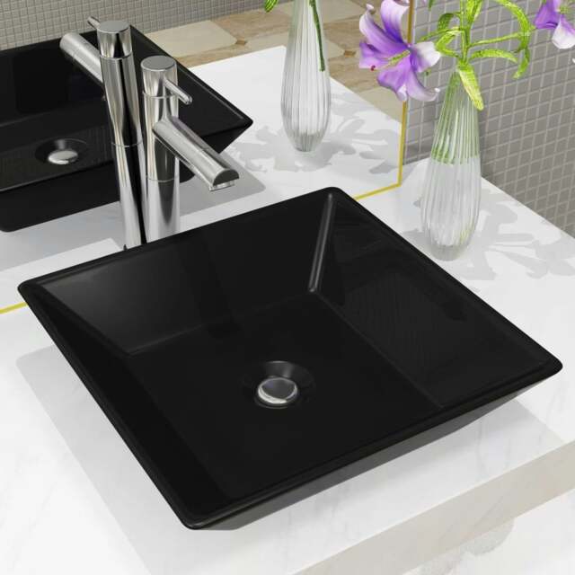 Rackhams Basin Ceramic Square Black 41.5x41.5x12 cm