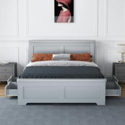 Rackhams Conway Four Drawer 5ft King Size Grey Storage Bed Frame - 5ft - Pine/MDF - Grey - thumbnail 2