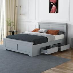 Rackhams Conway Four Drawer 5ft King Size Grey Storage Bed Frame - 5ft - Pine/MDF - Grey - thumbnail 3