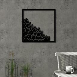 Rackhams Modern Metal Wall Art Meow Theme Home Ornament Decorative Minimalist Design Hanging Wall Sculpture, Black - Metal - Black - thumbnail 2