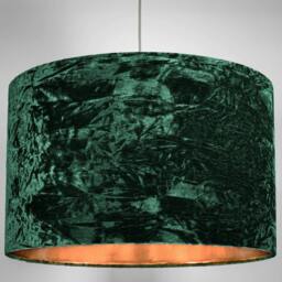 "Rackhams Modern Green Crushed Velvet 20"" Floor/Pendant Lampshade with Shiny Copper Inner" - thumbnail 5