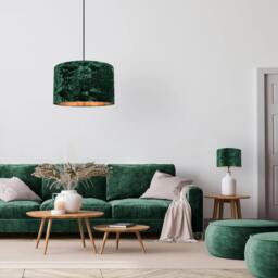 "Rackhams Modern Green Crushed Velvet 20"" Floor/Pendant Lampshade with Shiny Copper Inner" - thumbnail 6