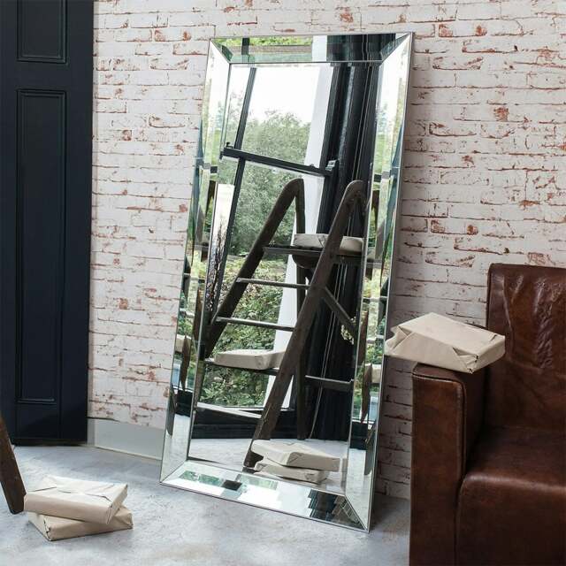 Rackhams Modena Art Deco Full Length Mirror - 165cm x 78.5cm - Silver - image 1