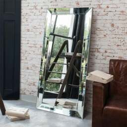 Rackhams Modena Art Deco Full Length Mirror - 165cm x 78.5cm - Silver - thumbnail 1