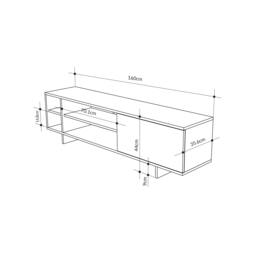 Rackhams Modern Stockton TV Unit up to 65 Inch TVs 4-open Shelf Flip-Door Storage TV Cabinet 35.6x160cm Living Room - White - thumbnail 6
