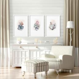 Rackhams Coastal wall art - Set of 3 framed pictures - A4 8.27 x 11.69 in / 21 x 29.7 cm - Satin Photo paper 280 gsm - Oak Frame - thumbnail 2