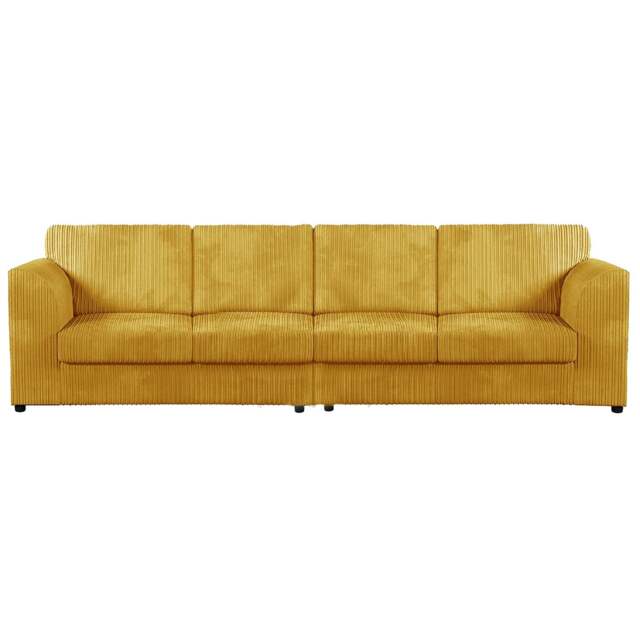Rackhams Luxor Cord Long Fabric 4 Seater - Full Back - Mustard - image 1