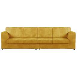 Rackhams Luxor Cord Long Fabric 4 Seater - Full Back - Mustard