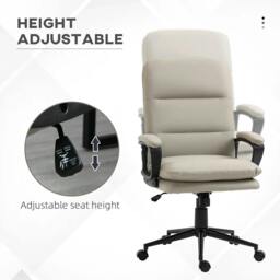 Rackhams Office Chair, PU Leather Computer Desk Chair Office Chair with Adjustable Height and Swivel Rolling Wheels for Work Study, Light Grey - thumbnail 5