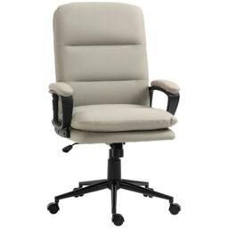 Rackhams Office Chair, PU Leather Computer Desk Chair Office Chair with Adjustable Height and Swivel Rolling Wheels for Work Study, Light Grey - thumbnail 1