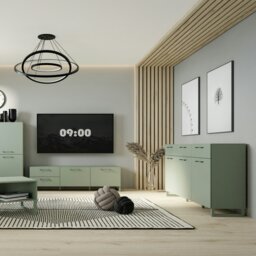 Rackhams Sali 3 Door 3 Drawer Chest in Sage Green - Sage Green - Matt - Melamine - thumbnail 5