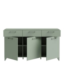 Rackhams Sali 3 Door 3 Drawer Chest in Sage Green - Sage Green - Matt - Melamine - thumbnail 4