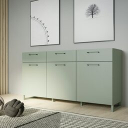 Rackhams Sali 3 Door 3 Drawer Chest in Sage Green - Sage Green - Matt - Melamine - thumbnail 6