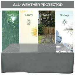 Rackhams 205x192cm Outdoor Garden Rattan Furniture Protective Cover Water UV Resistant Grey - thumbnail 4