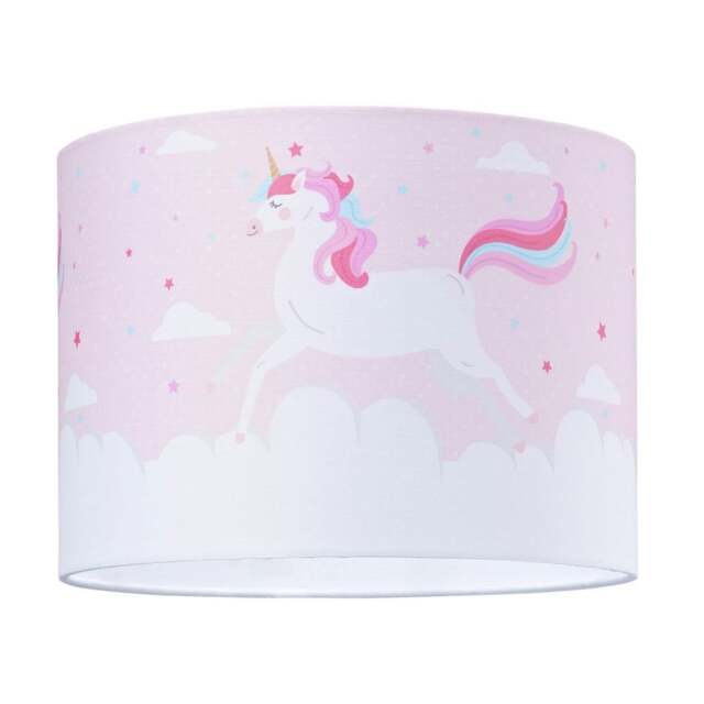 Rackhams Beautiful Soft Pink Cotton Lampshade with Dancing Unicorns and Clouds Decoration - image 1
