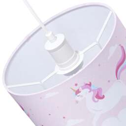 Rackhams Beautiful Soft Pink Cotton Lampshade with Dancing Unicorns and Clouds Decoration - thumbnail 5