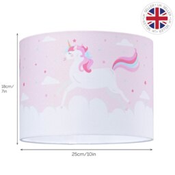 Rackhams Beautiful Soft Pink Cotton Lampshade with Dancing Unicorns and Clouds Decoration - thumbnail 6