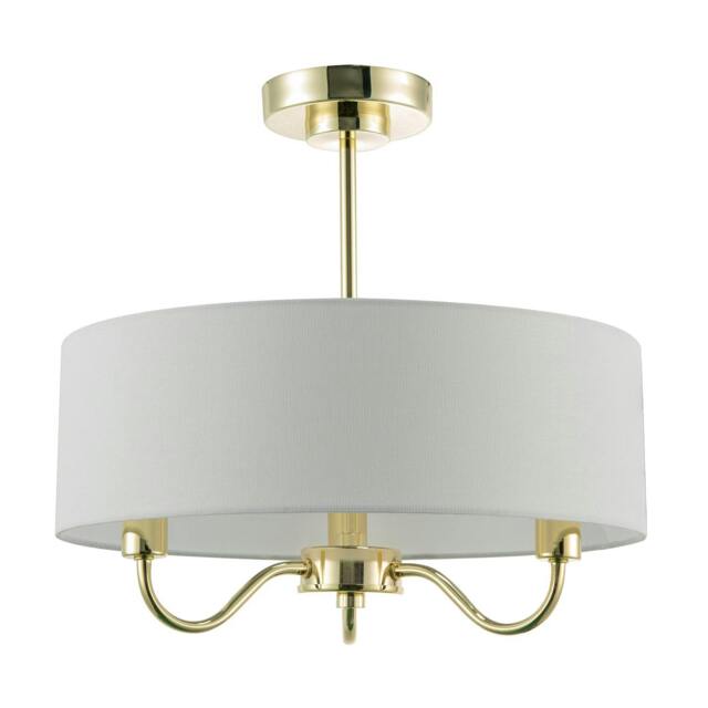 Rackhams Chic Chandelier Semi Flush Ceiling Light in Polished Gold with Shade - image 1