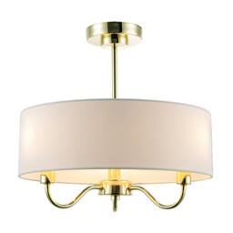 Rackhams Chic Chandelier Semi Flush Ceiling Light in Polished Gold with Shade - thumbnail 2
