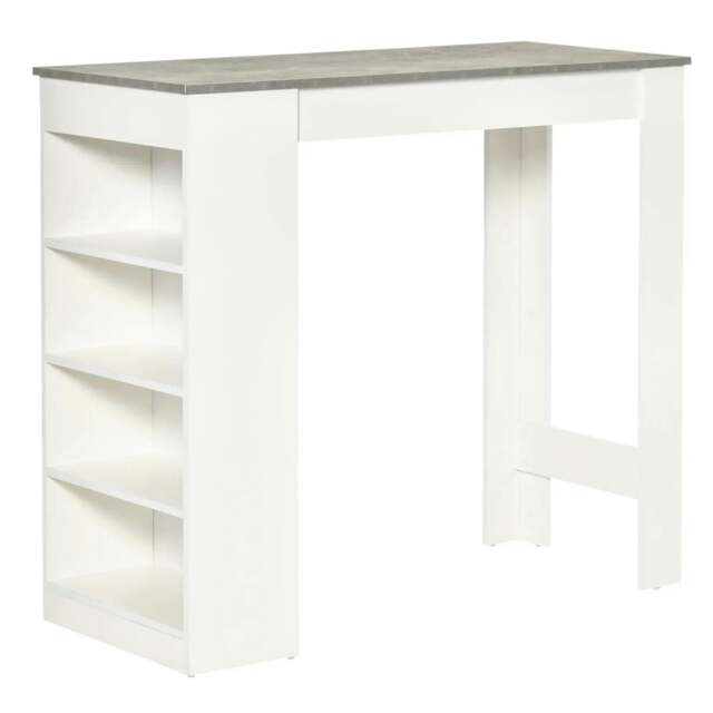 Rackhams Bar Table, Dining Table with 4-Tier Storage Shelf for Breakfast Bar, Kitchen, Dining Room, Living Room, Grey - image 1