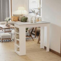 Rackhams Bar Table, Dining Table with 4-Tier Storage Shelf for Breakfast Bar, Kitchen, Dining Room, Living Room, Grey - thumbnail 2