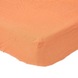 Rackhams French Flax Linen Fitted Sheet – 46 cm Extra Deep - Burnt Orange - Double