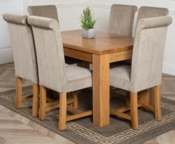 Rackhams Dakota Small Oak Dining Table with Washington Fabric Chairs - 6 chairs - Beige - thumbnail 3