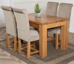 Rackhams Dakota Small Oak Dining Table with Washington Fabric Chairs - 6 chairs - Beige - thumbnail 2